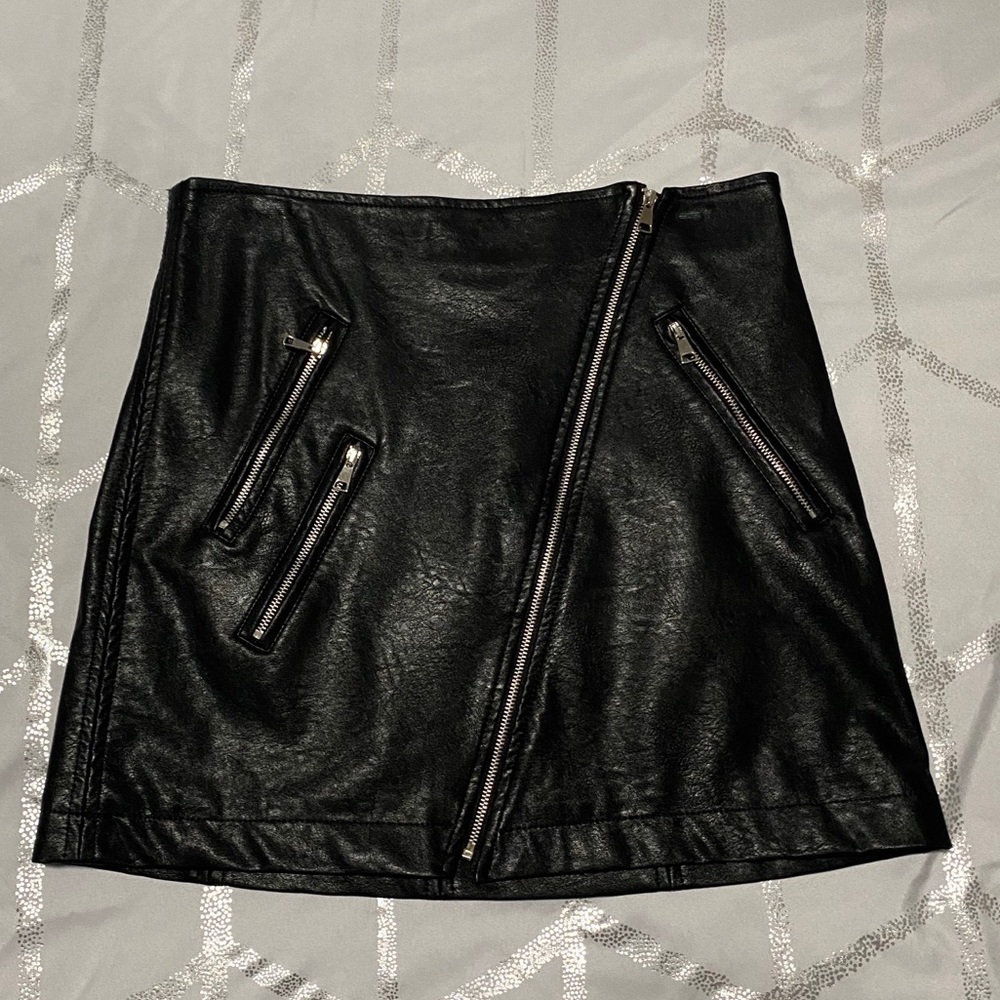 Fashion Nova Leather Zipper Mini Skirt